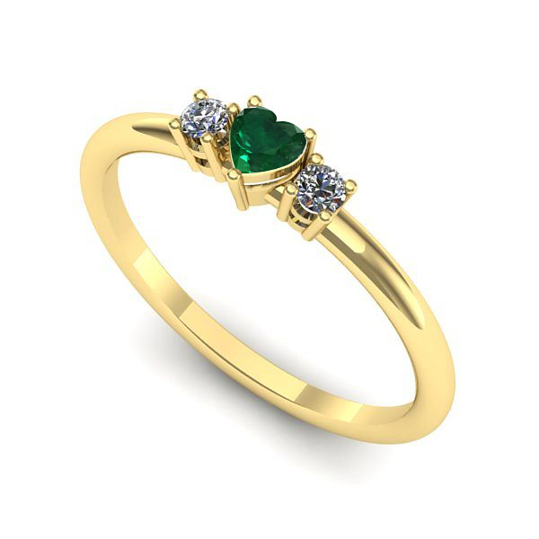 Inel de logodna din aur galben cu smarald