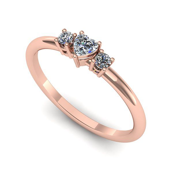 Inel logodna din aur roz cu diamant