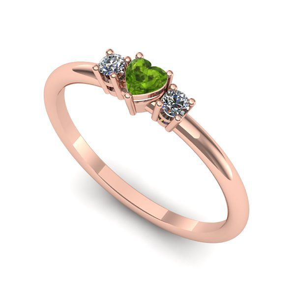 Inel de logodna din aur roz cu peridot