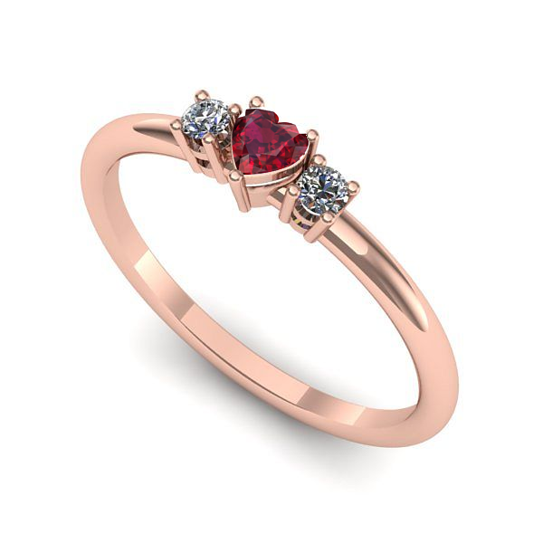 Inel logodna din aur roz cu rubin
