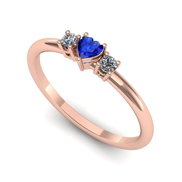 Inel logodna din aur roz cu safir