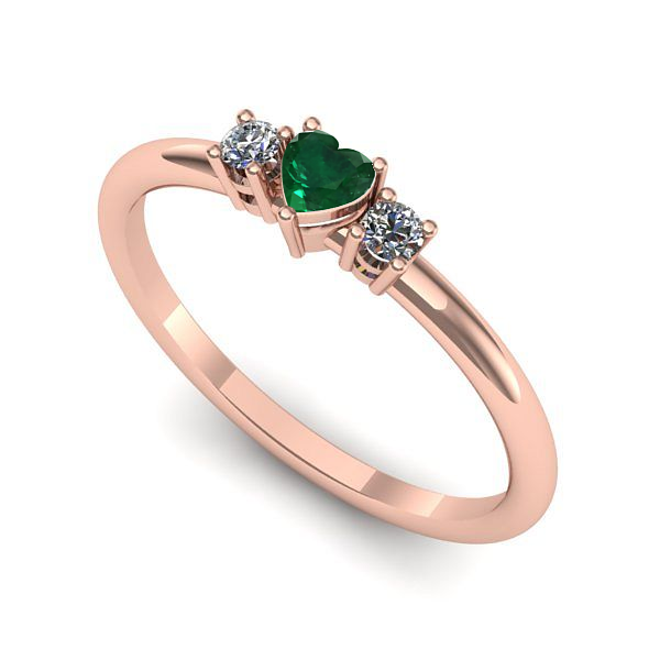 Inel de logodna din aur roz cu smarald