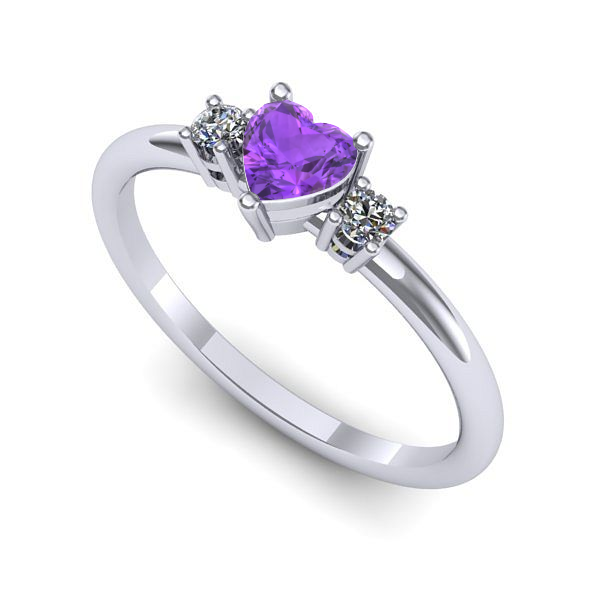 Inel logodna din aur alb cu ametist
