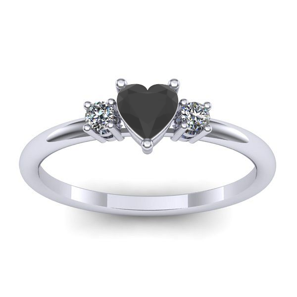 Inel de logodna cu diamant negru inima