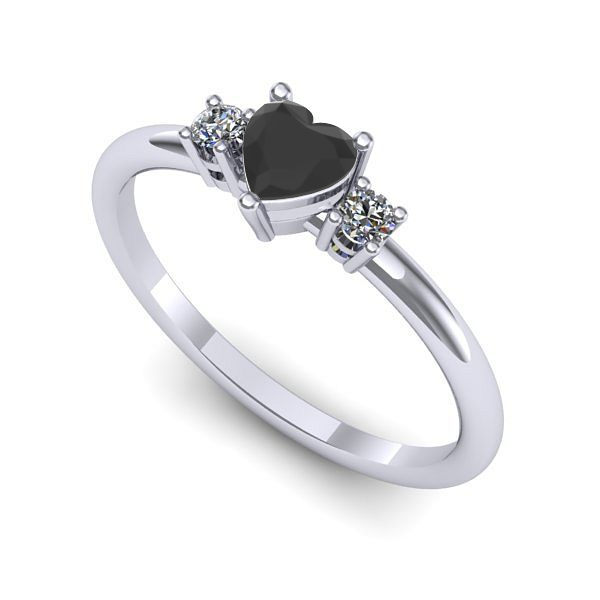 Inel logodna din aur alb cu diamant negru