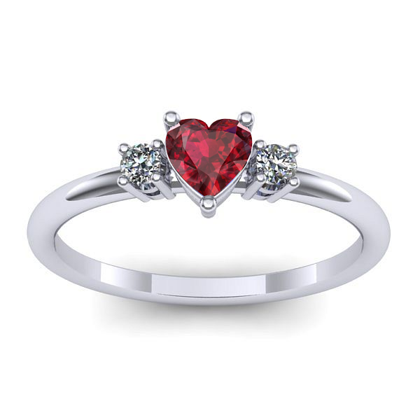 Inel logodna cu rubin inima