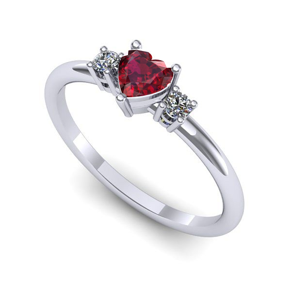 Inel din aur alb cu rubin