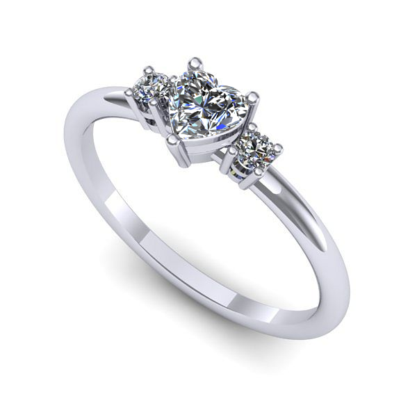 Inel logodna din aur alb cu safir alb