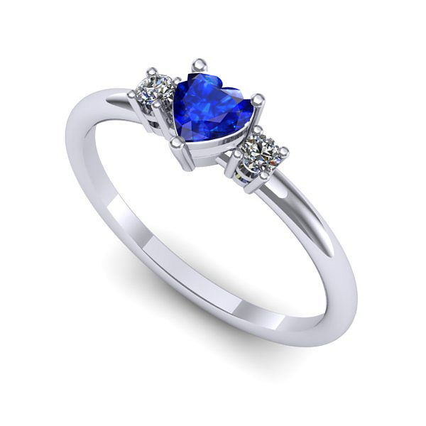 Inel de logodna din aur alb cu safir