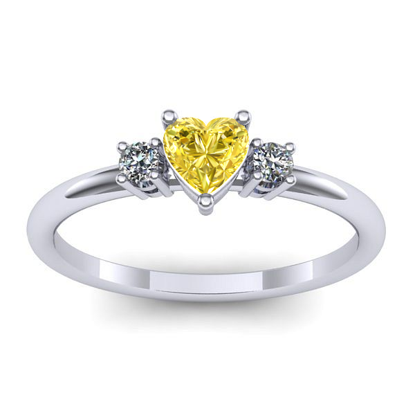 Inel cu safir galben inima