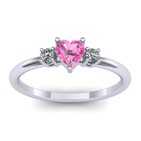 Inel cu safir roz inima