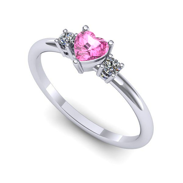 Inel de logodna din aur alb cu safir roz