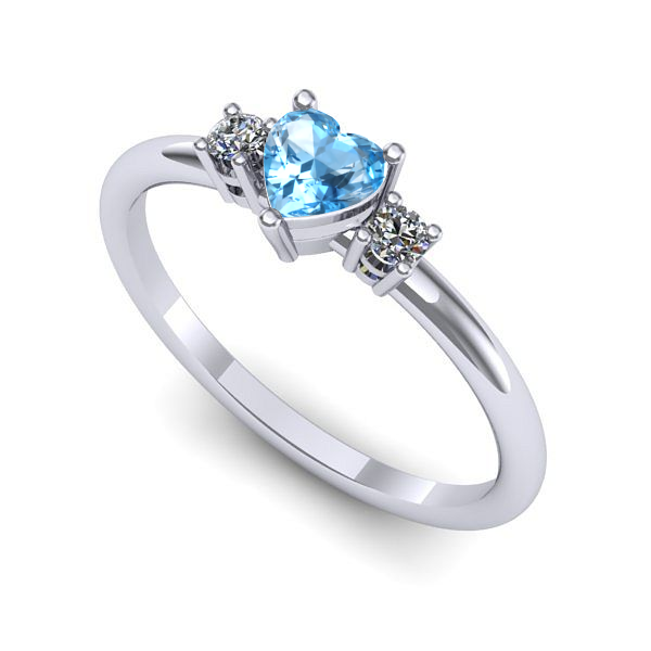 Inel din aur alb cu topaz blue