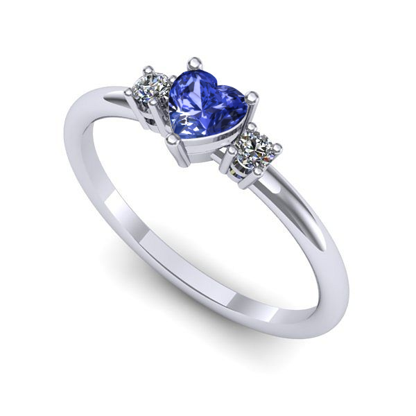 Inel logodna din aur alb cu tanzanit