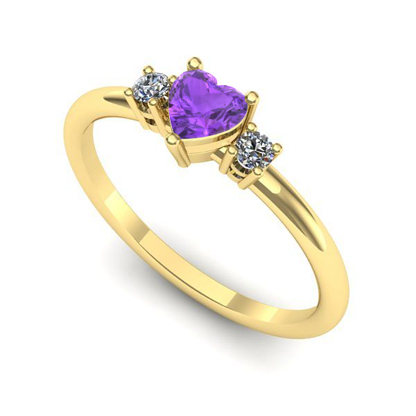 Inel de logodna din aur galben cu ametist