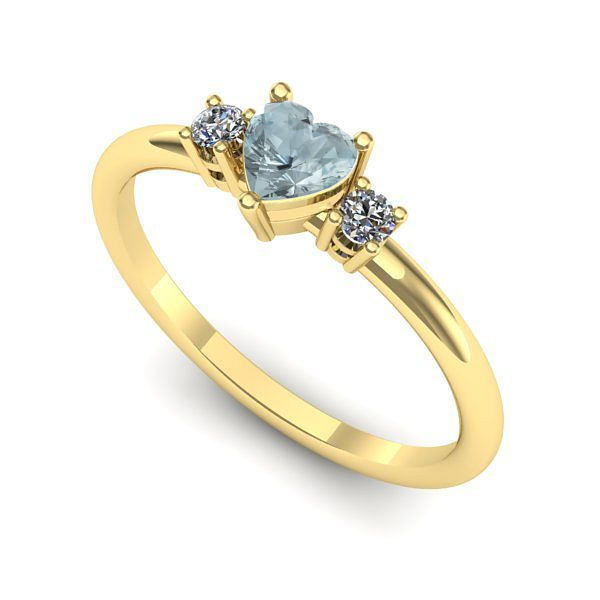 Inel logodna din aur galben cu aquamarin