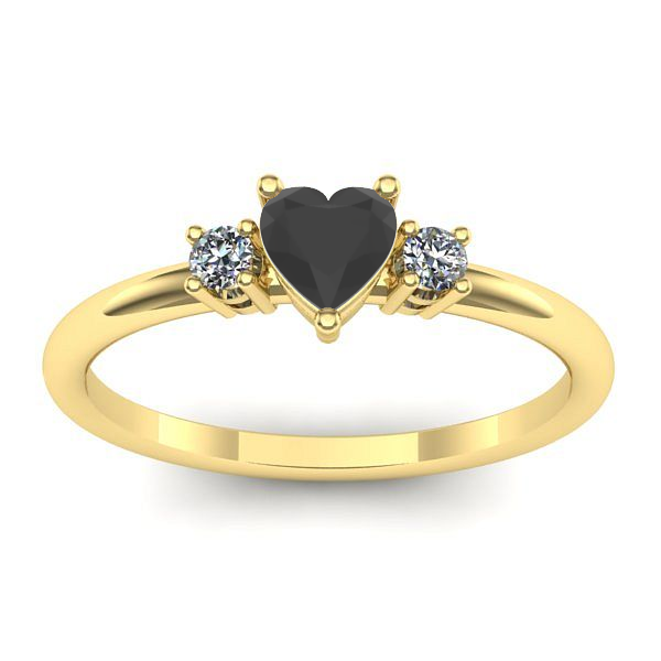 Inel cu diamant negru inima