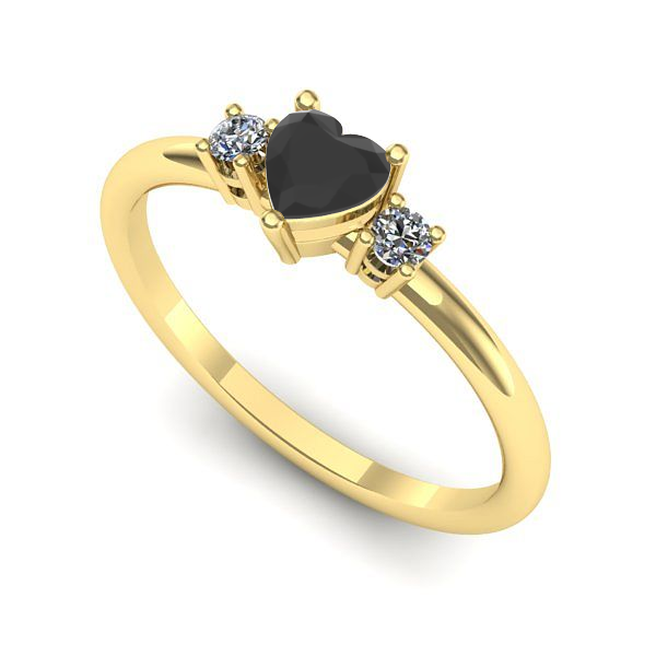 Inel de logodna din aur galben cu diamant negru