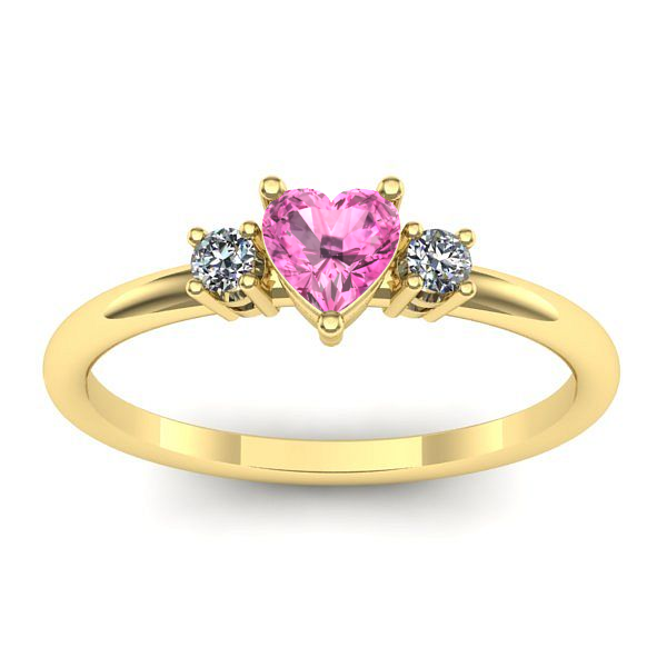 Inel cu safir roz inima