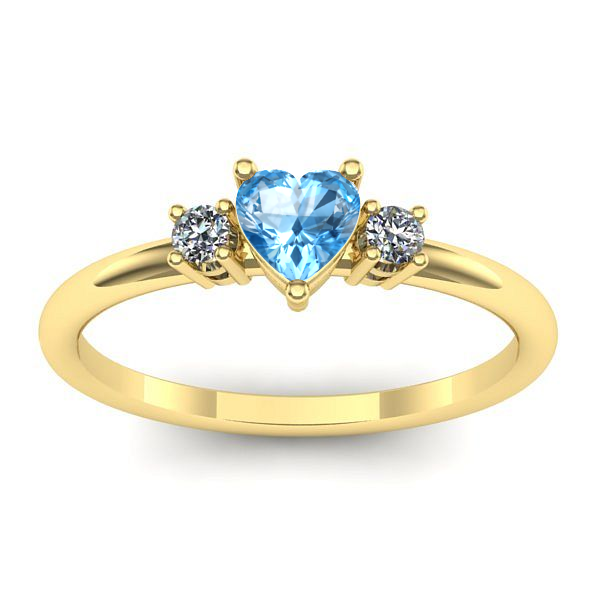 Inel cu topaz blue inima