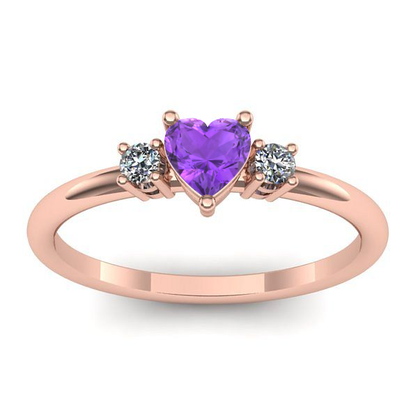 Inel de logodna cu ametist inima