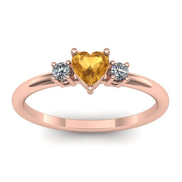 Inel logodna cu citrin inima