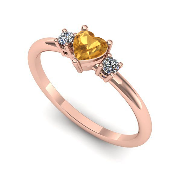 Inel de logodna din aur roz cu citrin