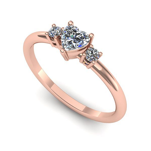 Inel de logodna din aur roz cu diamant