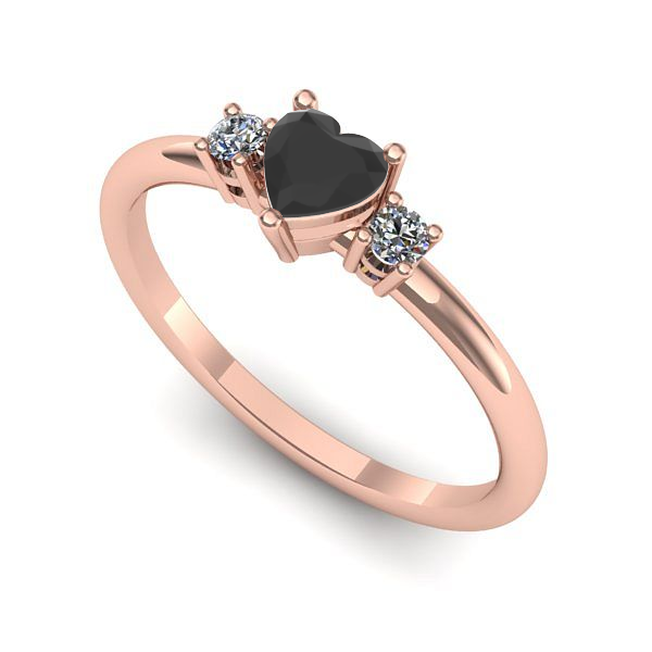 Inel logodna din aur roz cu diamant negru