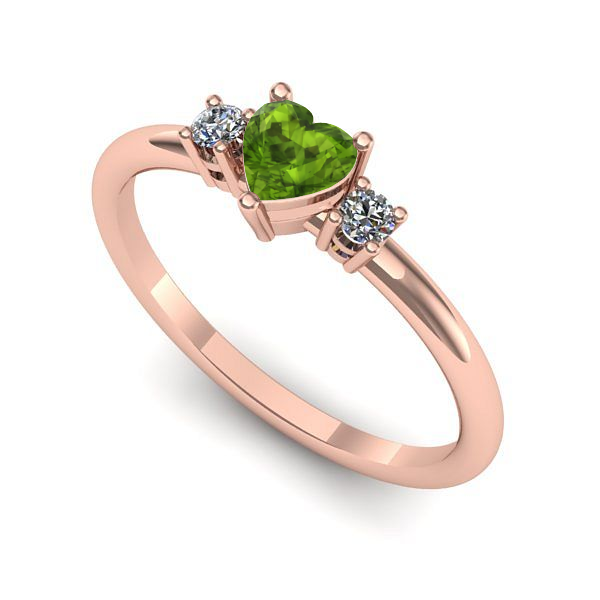 Inel logodna din aur roz cu peridot