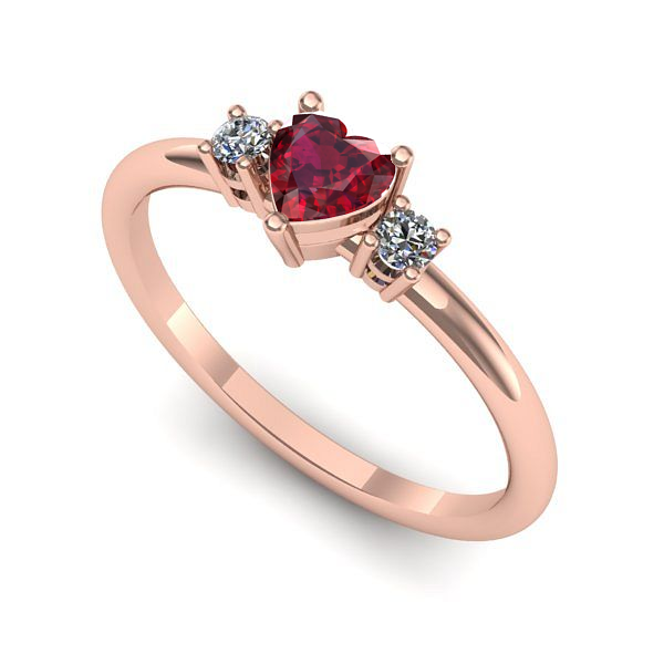 Inel logodna din aur roz cu rubin
