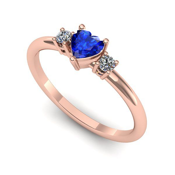 Inel de logodna din aur roz cu safir