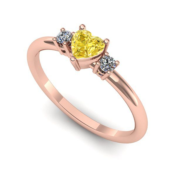 Inel din aur roz cu safir galben