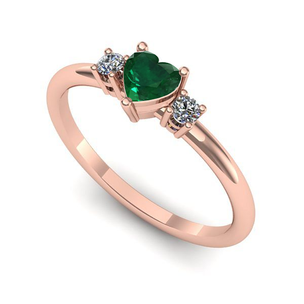 Inel din aur roz cu smarald