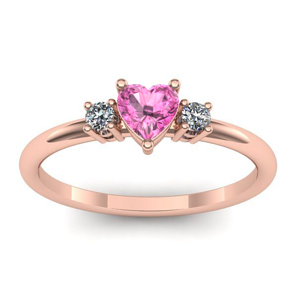 Inel cu safir roz inima
