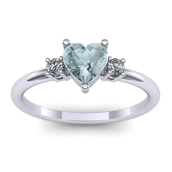 Inel cu aquamarin inima