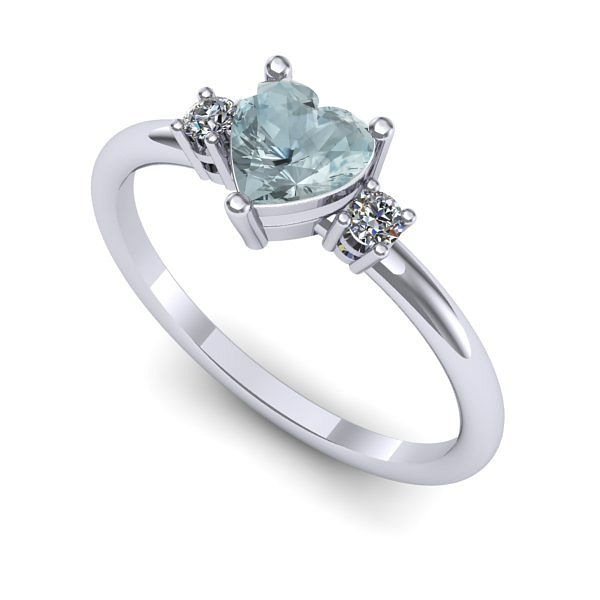 Inel logodna din aur alb cu aquamarin