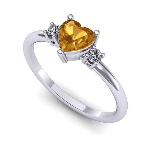 Inel de logodna din aur alb cu citrin