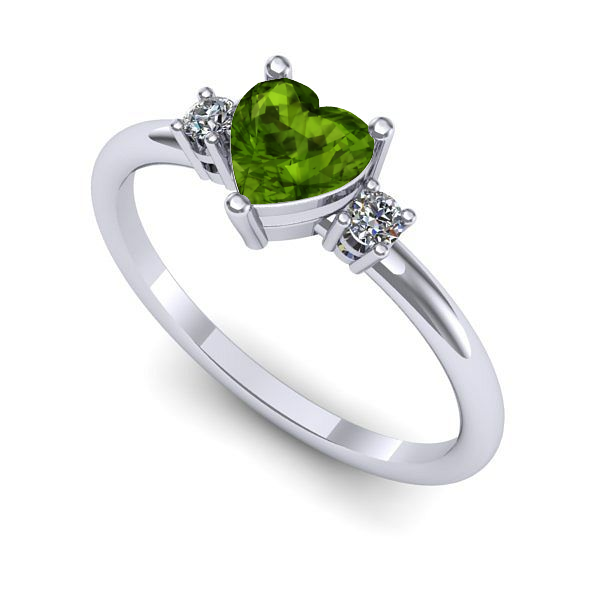 Inel de logodna din aur alb cu peridot