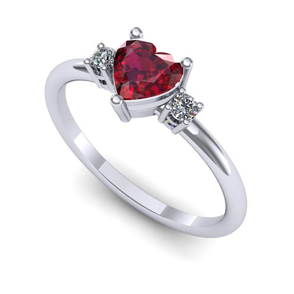 Inel logodna din aur alb cu rubin