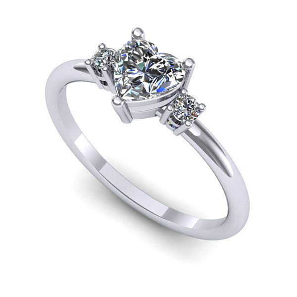 Inel de logodna din aur alb cu safir alb