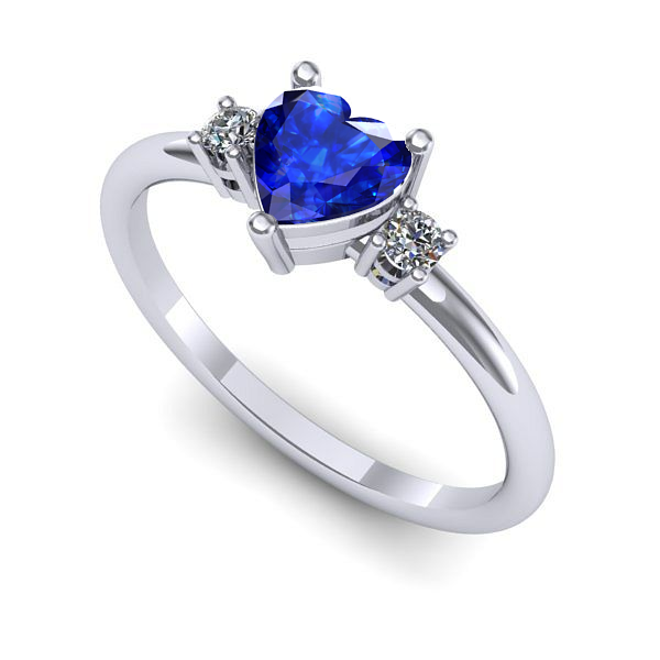 Inel din aur alb cu safir