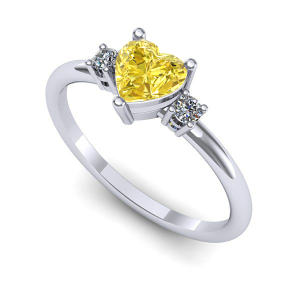 Inel din aur alb cu safir galben