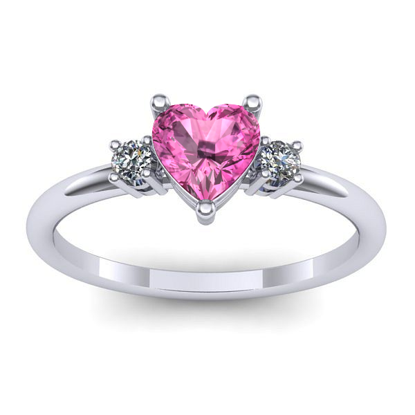 Inel cu safir roz inima