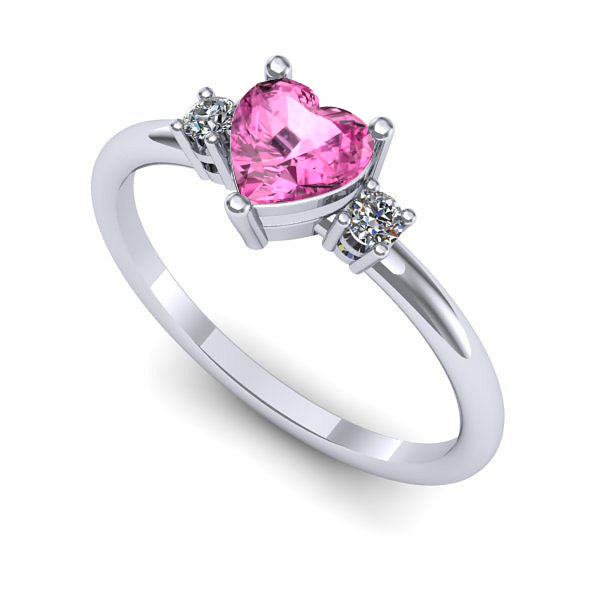 Inel de logodna din aur alb cu safir roz