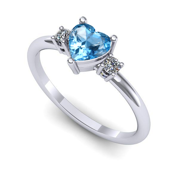 Inel de logodna din aur alb cu topaz blue