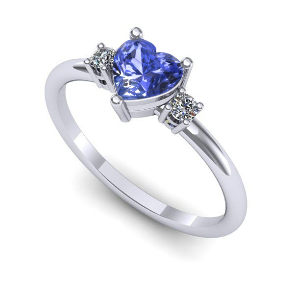 Inel logodna din aur alb cu tanzanit