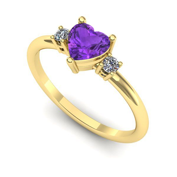 Inel logodna din aur galben cu ametist