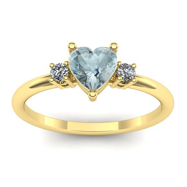 Inel cu aquamarin inima