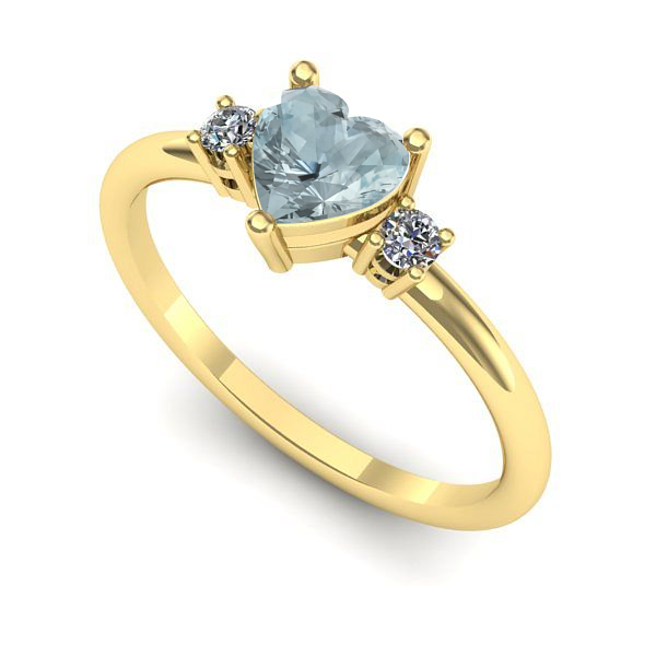 Inel logodna din aur galben cu aquamarin